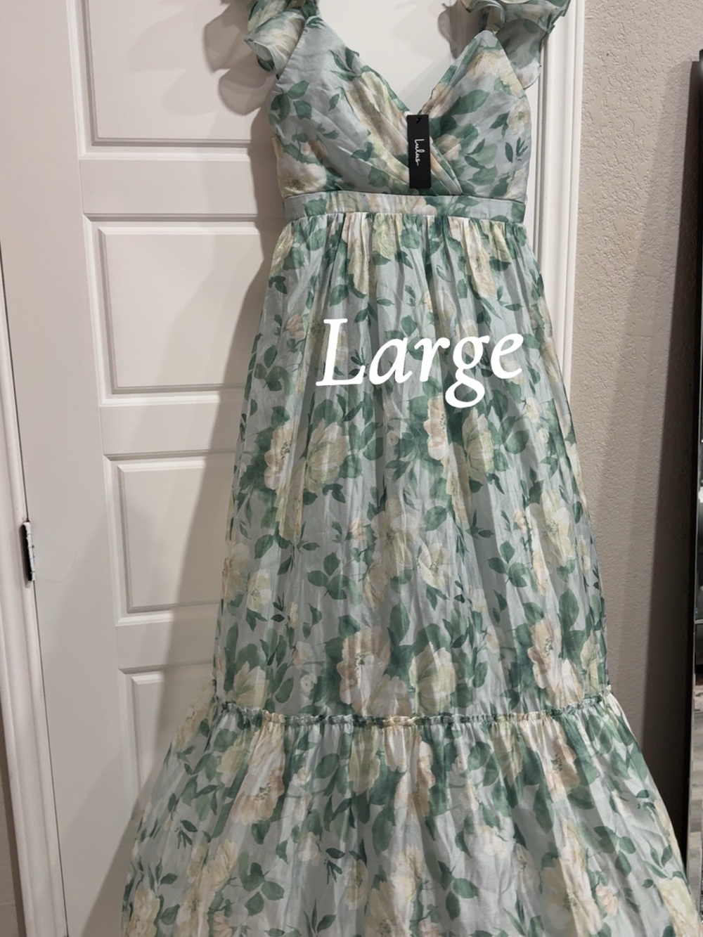 Lulu's Light Blue and Green Floral Maxi Dress